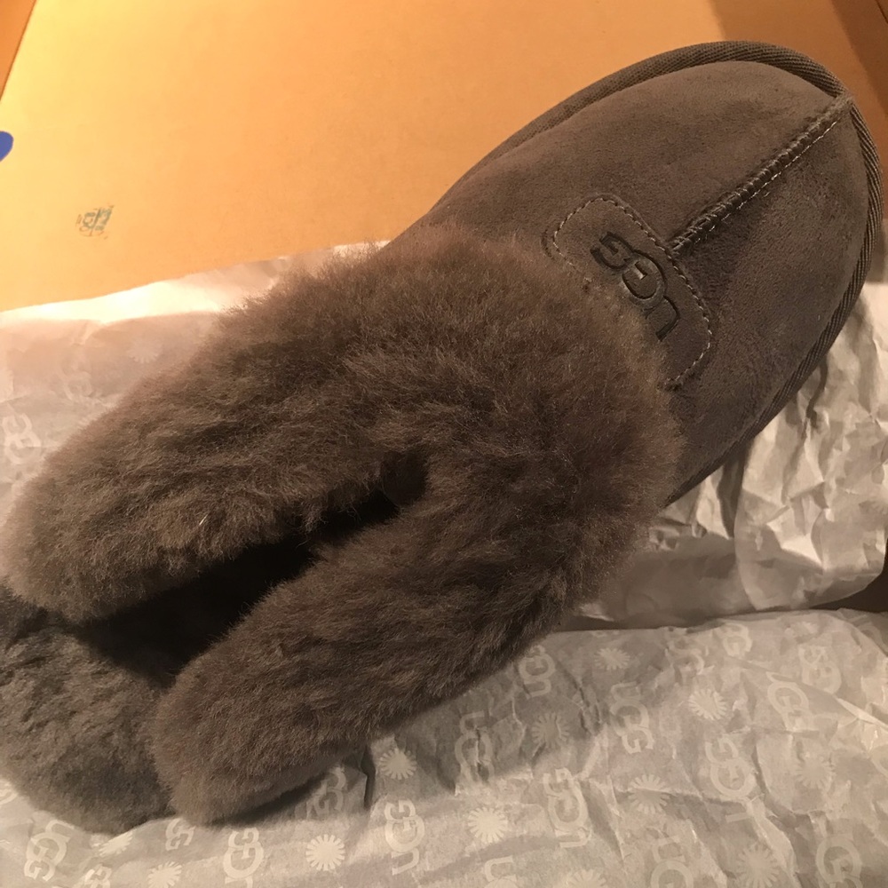 Ugg Slippers for MEN or WOMEN. Brand New. Grey, size 12 US. Never worn.